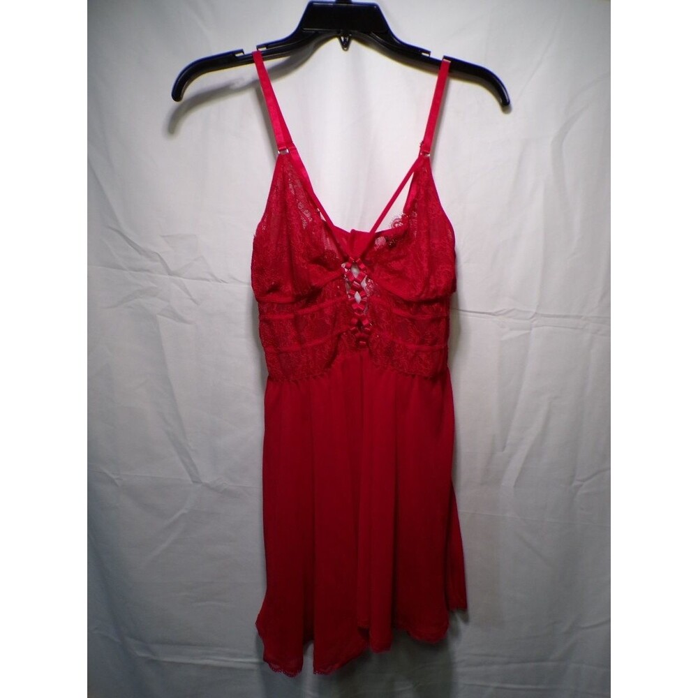 Seduction & Co. Red Lace Babydoll Chemise Nightgown Mesh Lingerie M